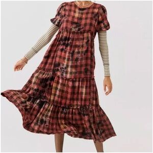 Urban Outfitters Red and Black Plaid Maxi Dress. Size L.